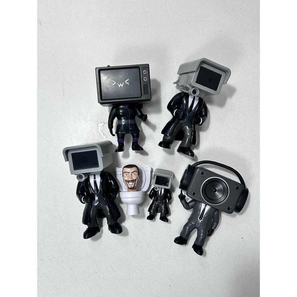 Skibidi Toilet Lot of 6 Vinyl Action Figures Speaker Head Camera / TV Head